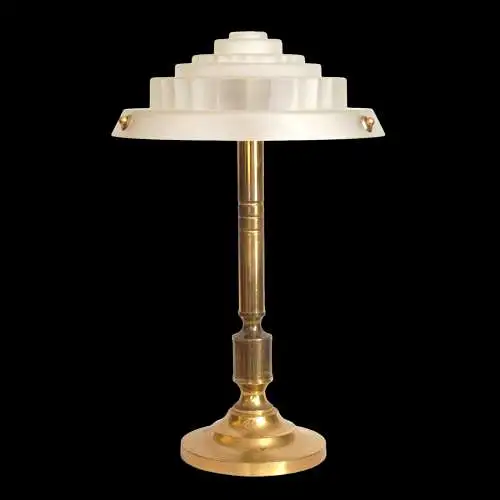 Art Deco Lampe Schreibtischleuchte "GOLDEN STAIRS" Unikat Messinglampe Leuchte