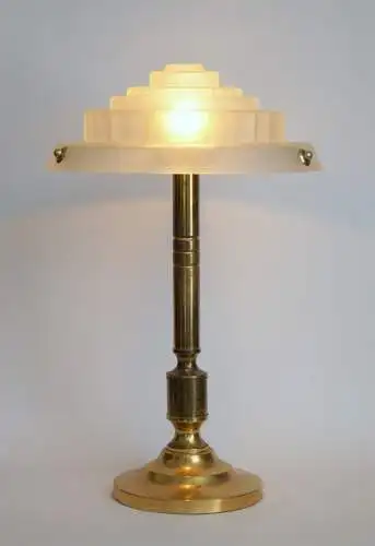 Art Deco Lampe Schreibtischleuchte "GOLDEN STAIRS" Unikat Messinglampe Leuchte