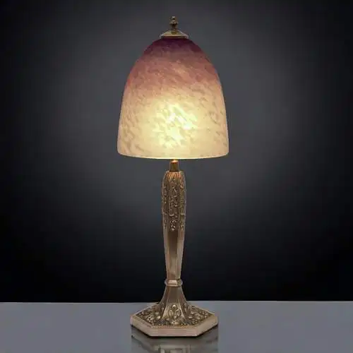 Original Art Déco Tischleuchte "VIOLET" 1920 vernickelt Tischlampe Sammler