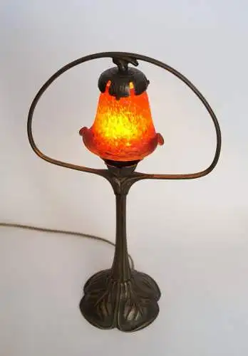 Wunderschöne Berliner Jugendstil Messinglampe "RED FRUIT" Tischleuchte