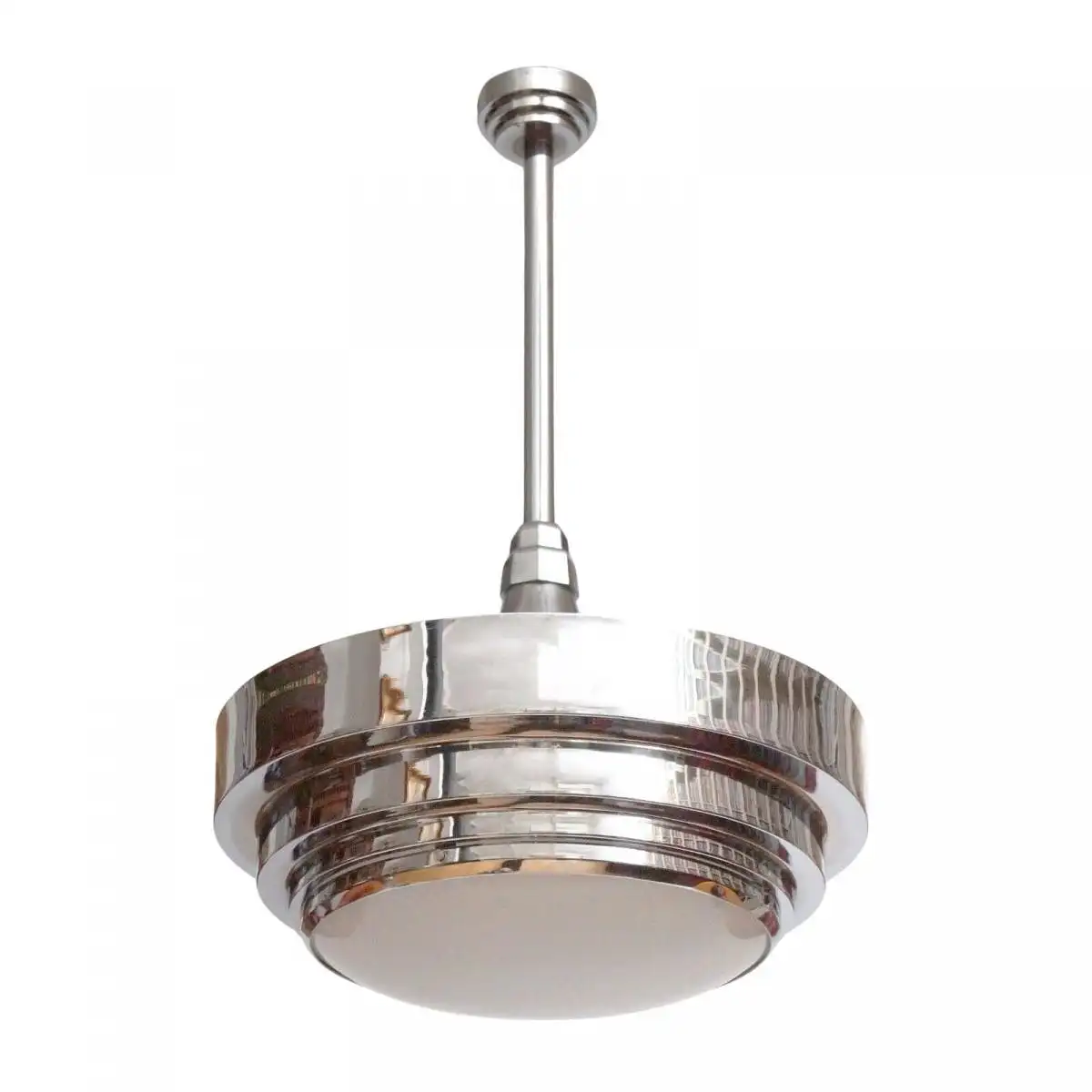 Lampe suspendue Art Deco "EMPIRE" au plafond 1930 Chrome RAR lampe sign.