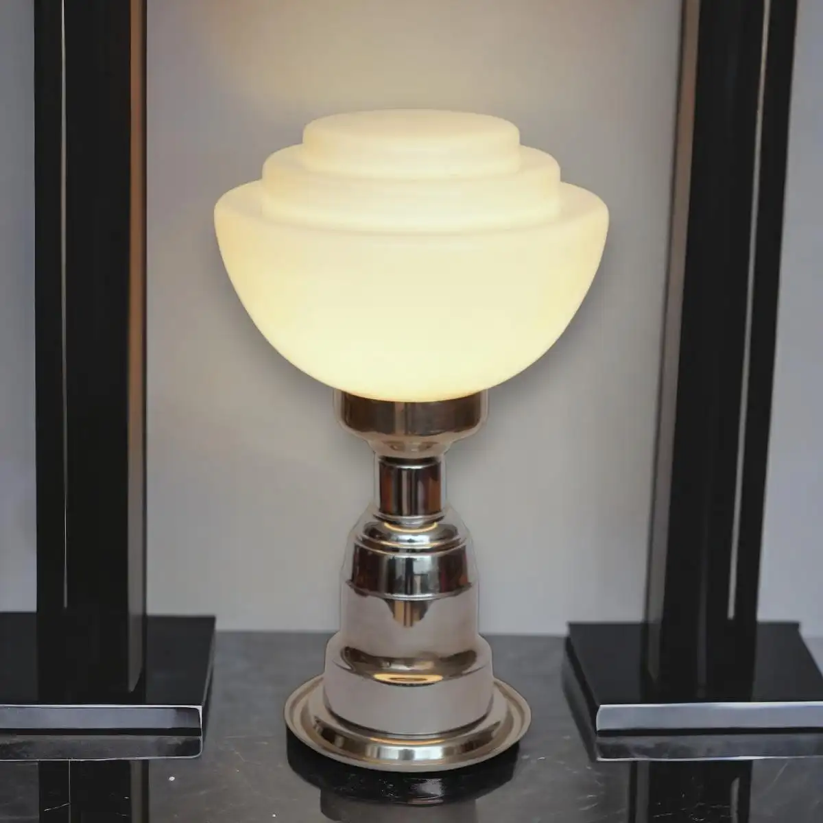 Art Deco Lampe "GENT" Chrom Unikat Schreibtischlampe Leuchte Einzelstück Leuchte