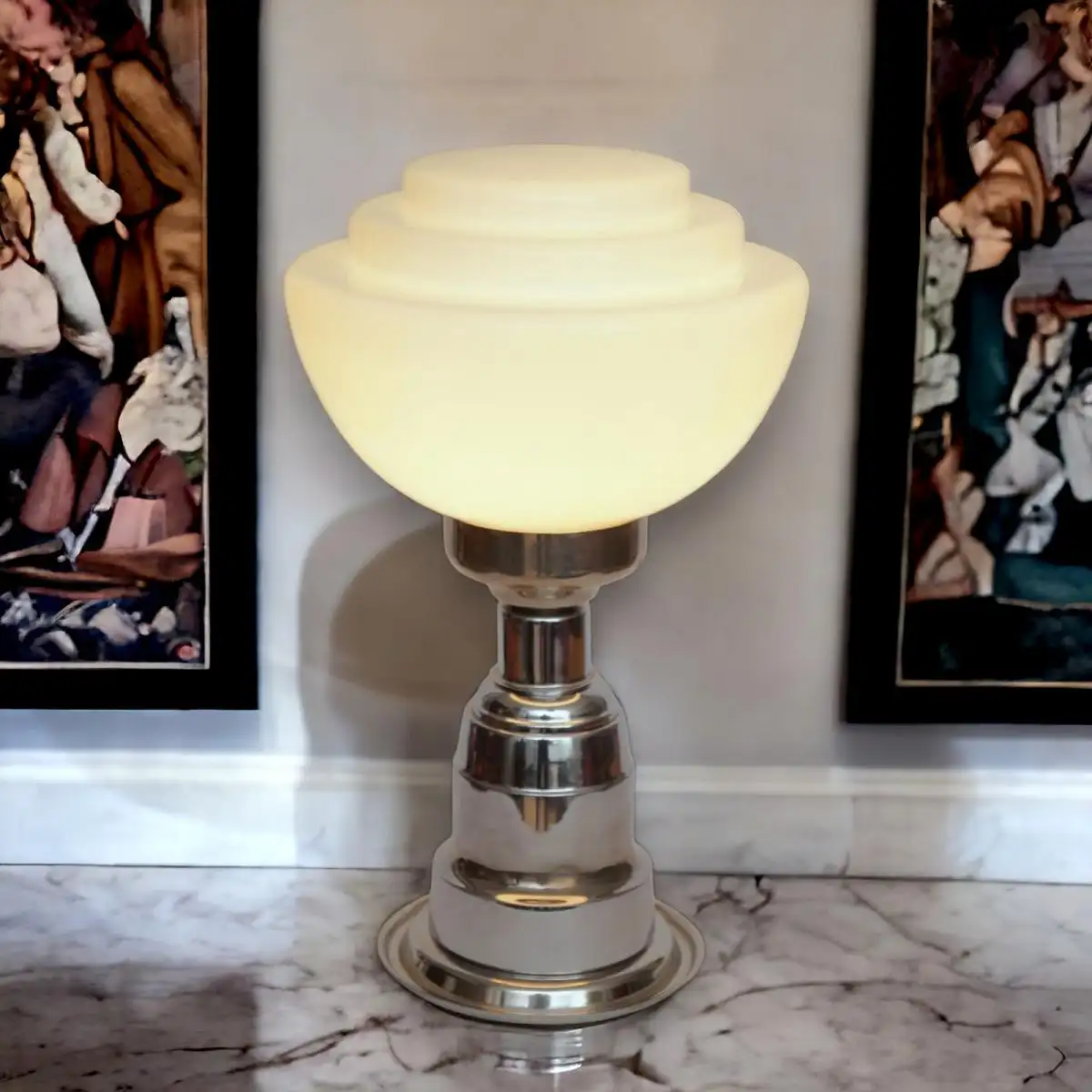 Art Deco Lampe "GENT" Chrom Unikat Schreibtischlampe Leuchte Einzelstück Leuchte