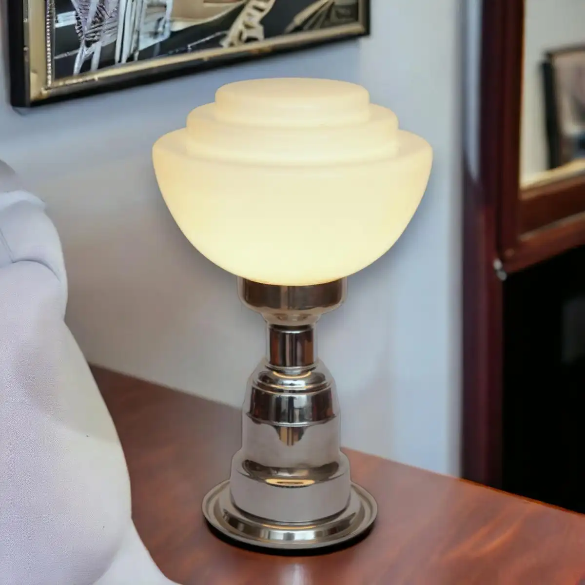 Art Deco Lampe "GENT" Chrom Unikat Schreibtischlampe Leuchte Einzelstück Leuchte