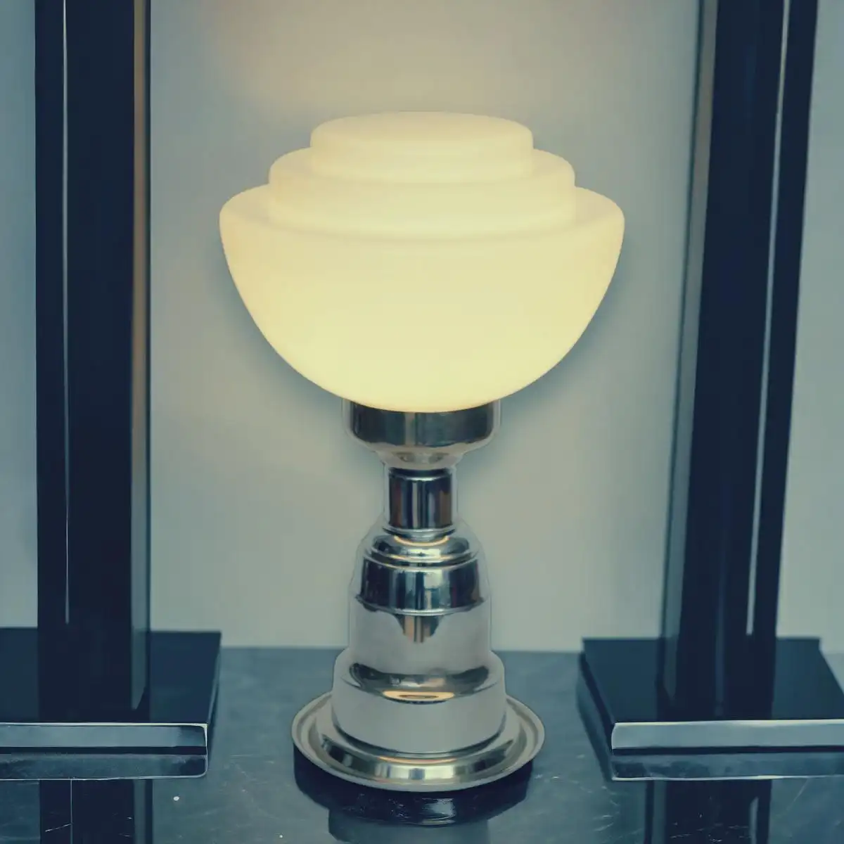 Art Deco Lampe "GENT" Chrom Unikat Schreibtischlampe Leuchte Einzelstück Leuchte