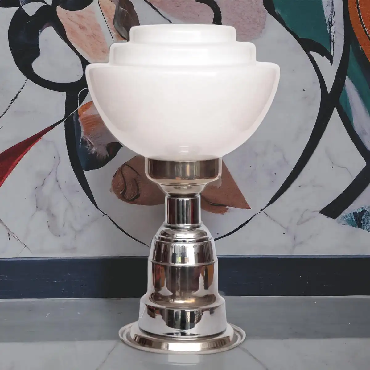 Art Deco Lampe "GENT" Chrom Unikat Schreibtischlampe Leuchte Einzelstück Leuchte