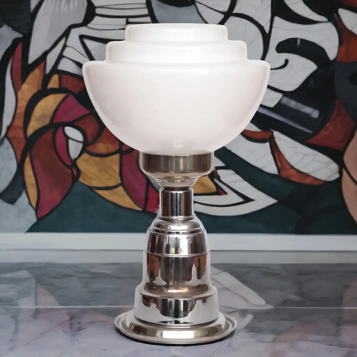 Art Deco Lampe "GENT" Chrom Unikat Schreibtischlampe Leuchte Einzelstück Leuchte