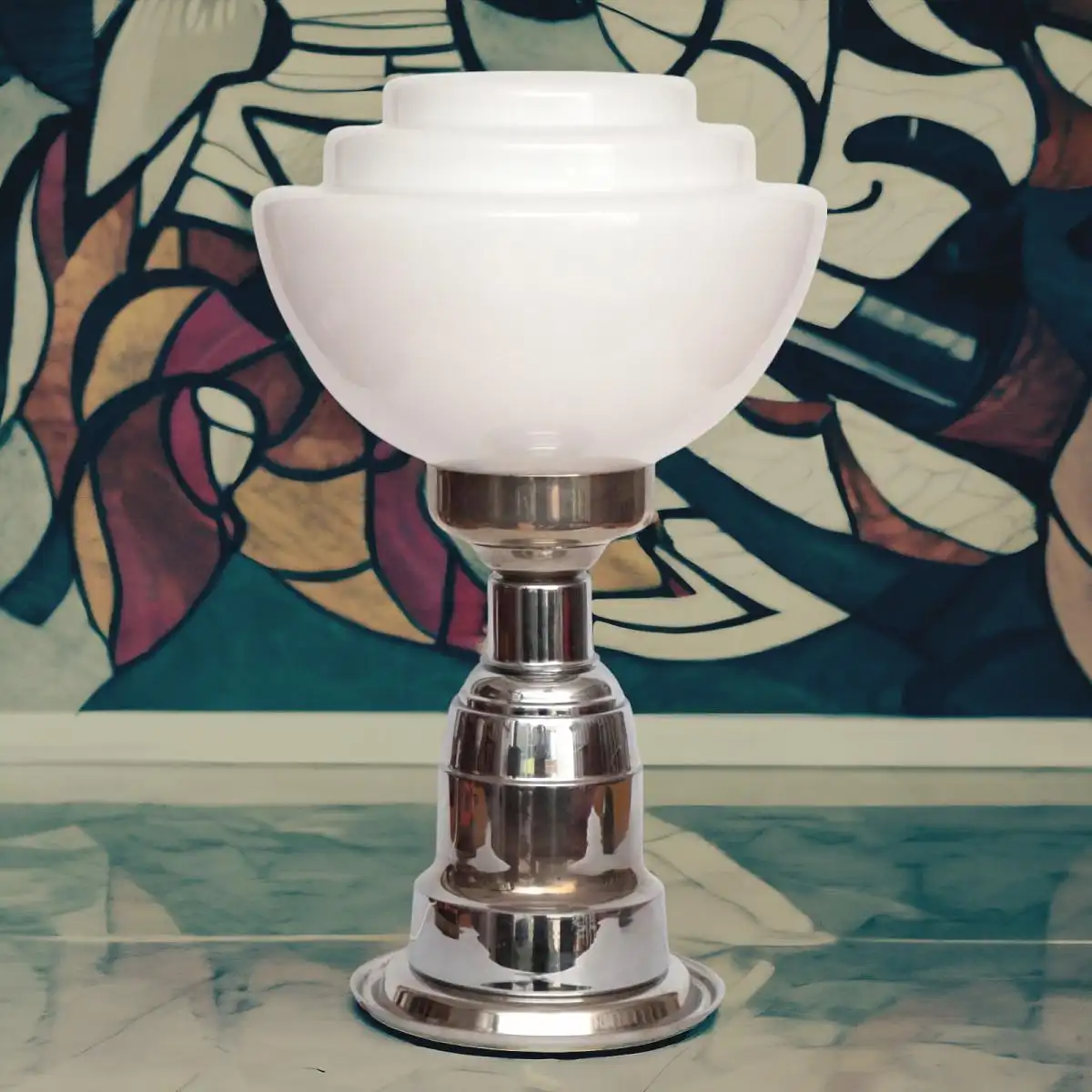 Art Deco Lampe "GENT" Chrom Unikat Schreibtischlampe Leuchte Einzelstück Leuchte