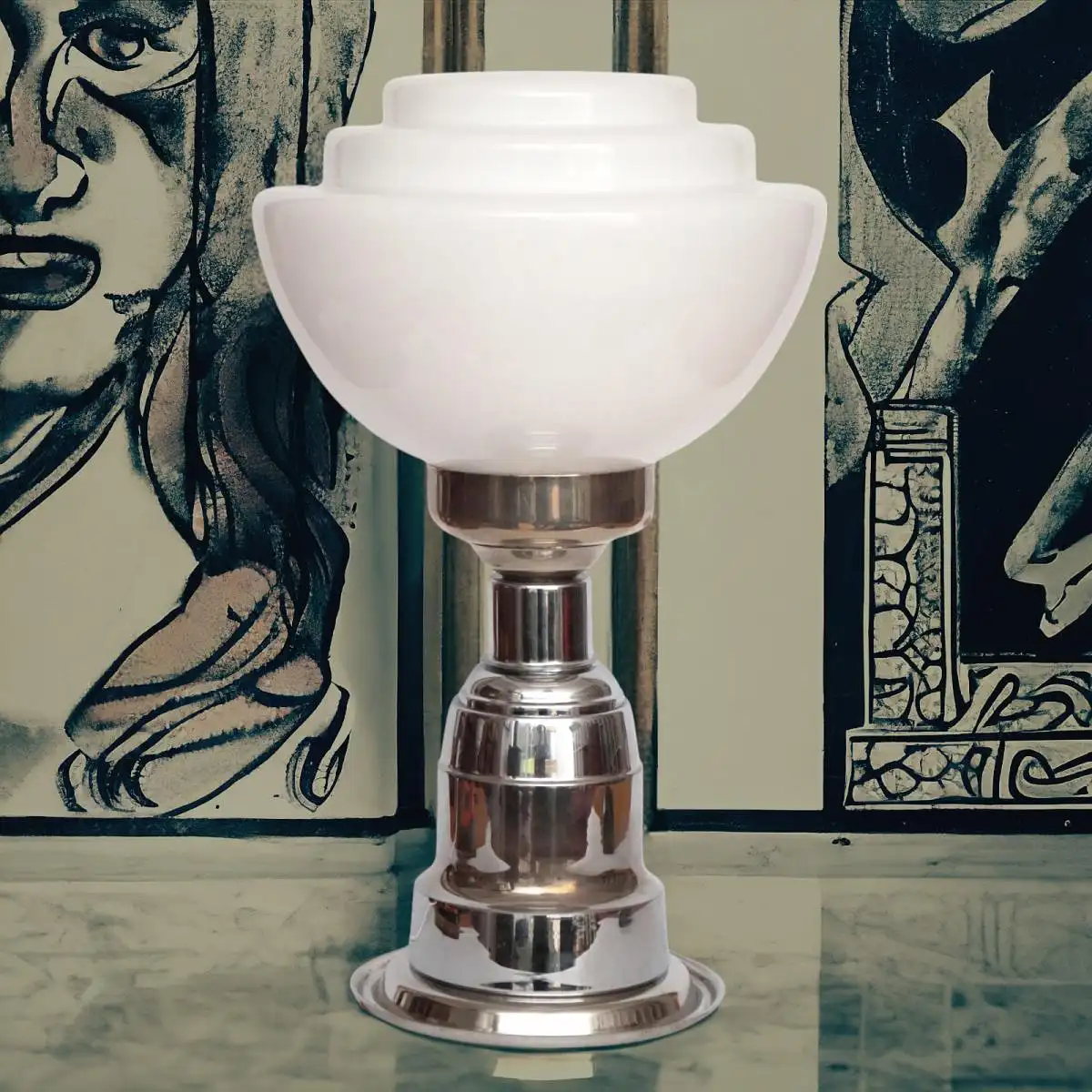 Art Deco Lampe "GENT" Chrom Unikat Schreibtischlampe Leuchte Einzelstück Leuchte