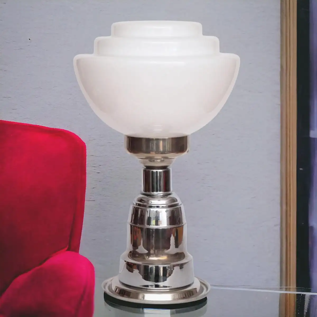 Art Deco Lampe "GENT" Chrom Unikat Schreibtischlampe Leuchte Einzelstück Leuchte