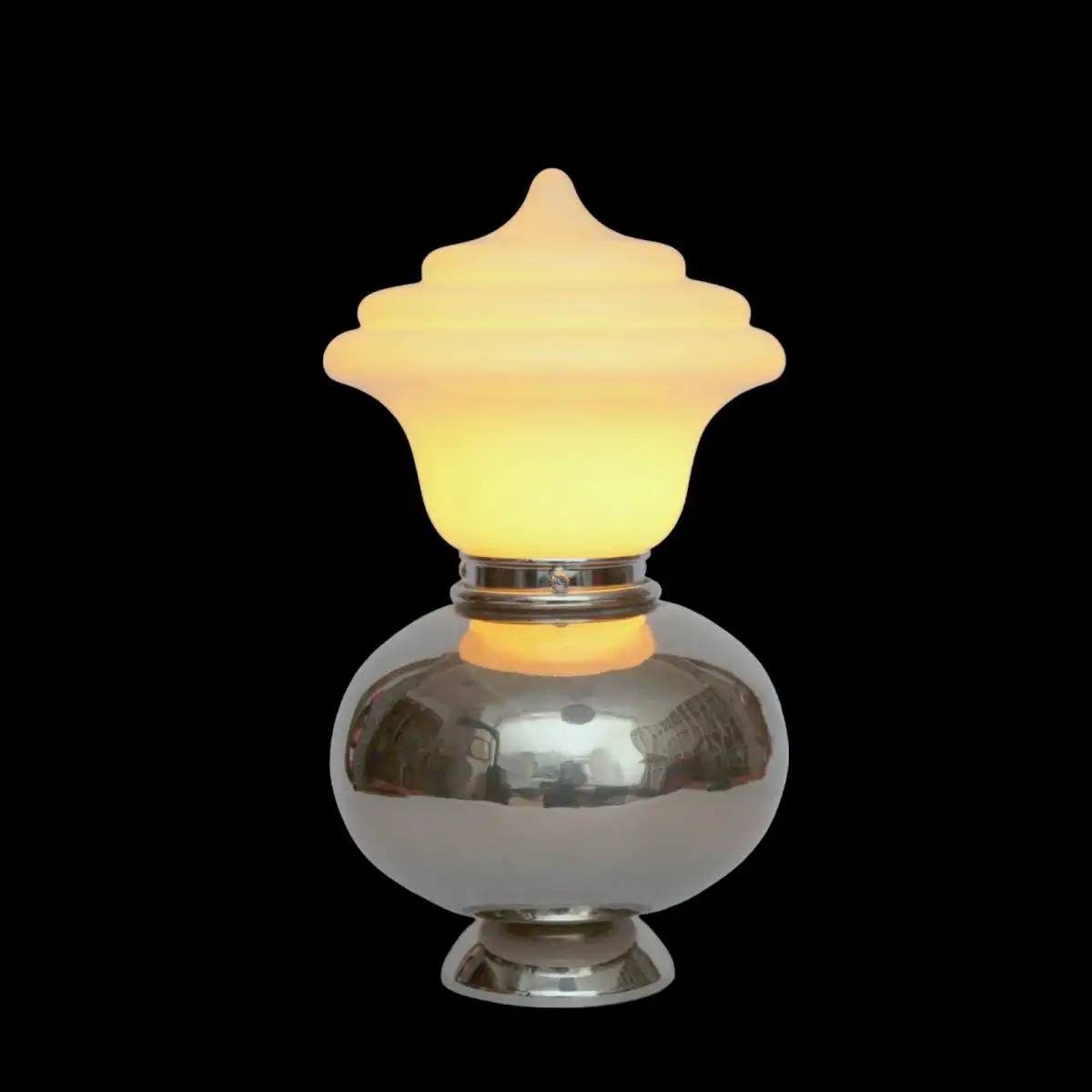 Art Deco Lampe "FAT BERTHA" Chrom Unikat Tischlampe Leuchte Einzelstück Leuchte