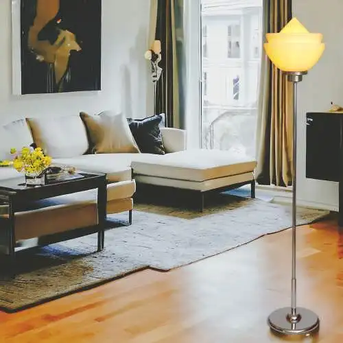 Einzigartige Art Deco Design Stehlampe "INTERSTELLAR" Unikat Chrom Stehleuchte