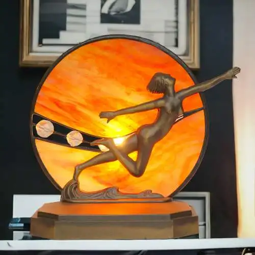 Wunderschönes Unikat Art Deco Tischlampe "MOONDANCER" Einzelstück Tischleuchte