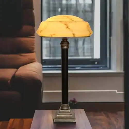 Art Deco Schreibtischleuchte "NORMANDIE" Messinglampe Tischlampe Unikat 74cm