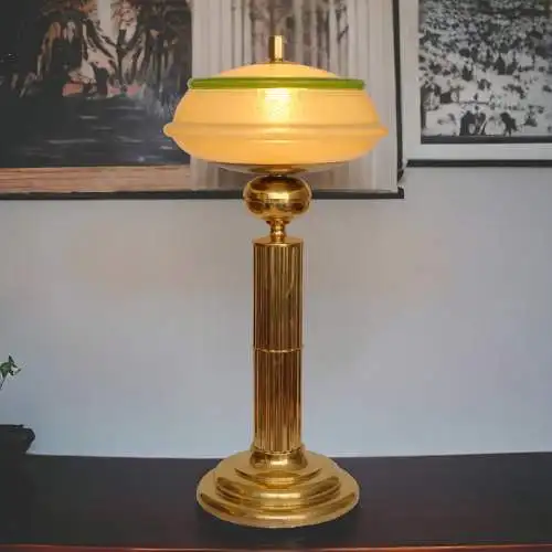 Art Deco Schreibtischleuchte "THE MAJESTIC" Messinglampe Tischlampe Unikat 74cm