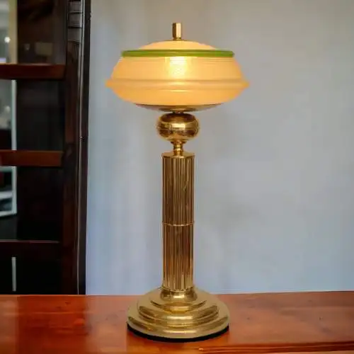 Art Deco Schreibtischleuchte "THE MAJESTIC" Messinglampe Tischlampe Unikat 74cm