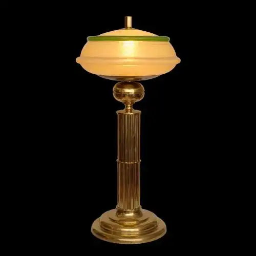 Art Deco Schreibtischleuchte "THE MAJESTIC" Messinglampe Tischlampe Unikat 74cm