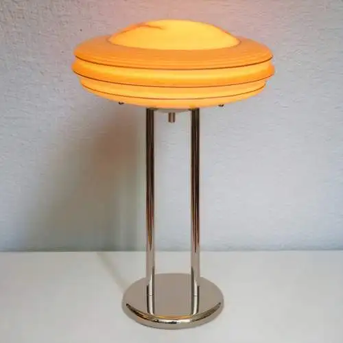 Art Deco Schreibtischleuchte "ATLANTIC" Chrom Midcentury Tischlampe Unikat