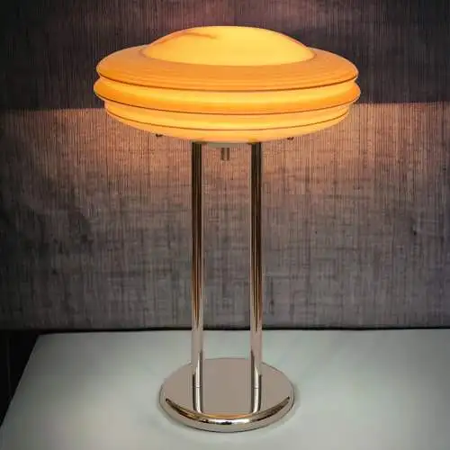 Art Deco Schreibtischleuchte "ATLANTIC" Chrom Midcentury Tischlampe Unikat