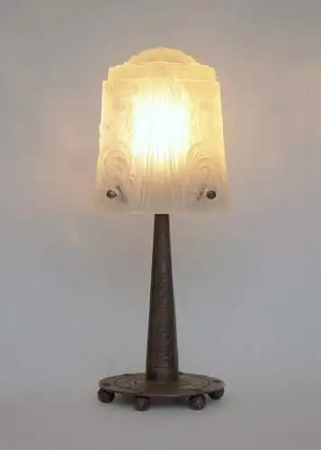 Original Art Deco Tischlampe "SPIRAL" MULLER FRÈRES LUNÉVILLE 1910 gehämmert