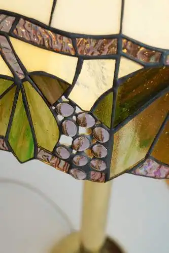 Große Tiffany Bodenleuchte Stehlampe "HOLY GRAPES" Messinglampe Unikat 110cm