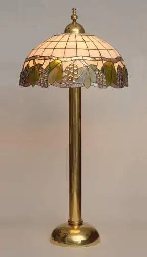 Große Tiffany Bodenleuchte Stehlampe "HOLY GRAPES" Messinglampe Unikat 110cm