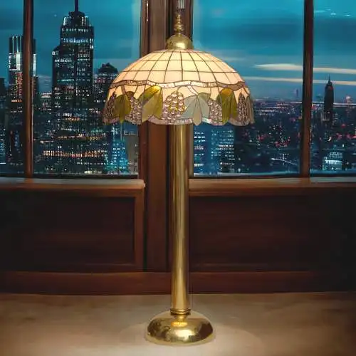 Grande lampe de plancher Tiffany Lampe de stand "HOLY GRAPES" lampe en laiton Unikat 110cm