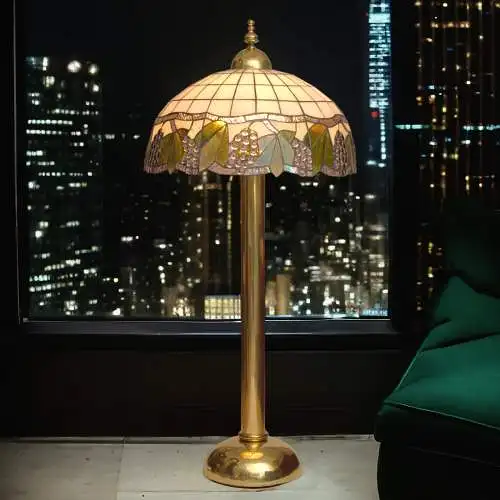 Grande lampe de plancher Tiffany Lampe de stand "HOLY GRAPES" lampe en laiton Unikat 110cm