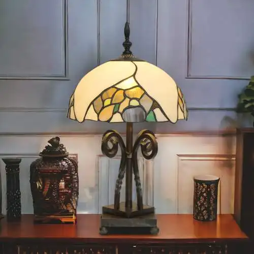 Art nouveau Déco lampe Tiffany "BLACK ROSE" lampe de table unique