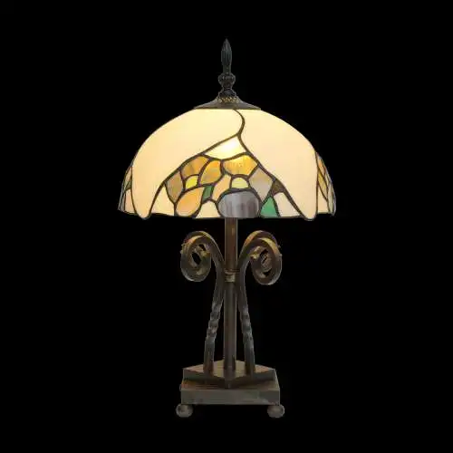 Art nouveau Déco lampe Tiffany "BLACK ROSE" lampe de table unique