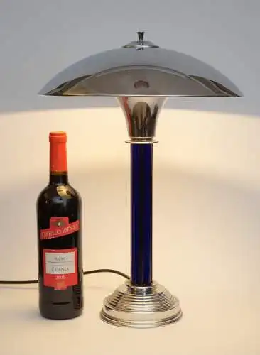 Art Déco Design Lampe de table "BLUE LINE" 80s Designer Lumpe Space Age
