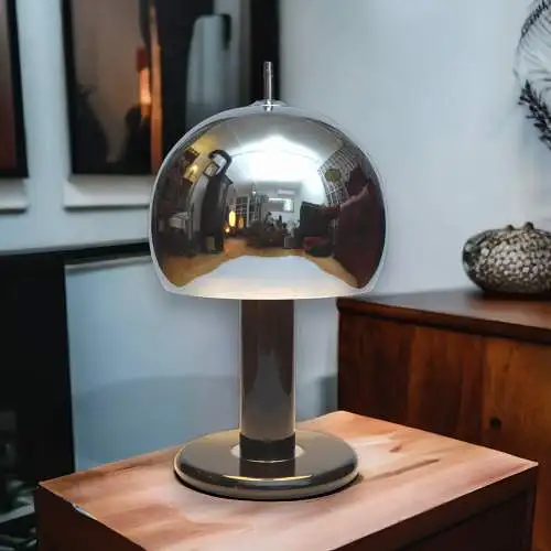 Italienische Design Tischleuchte "SILVER SPHERE" late 70s Design Lampe Space Age