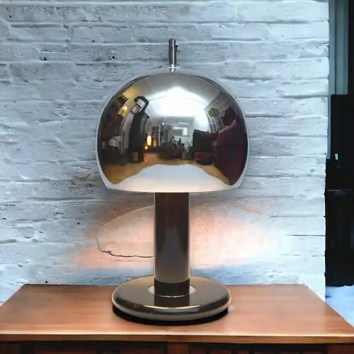 Italienische Design Tischleuchte "SILVER SPHERE" late 70s Design Lampe Space Age