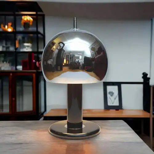 Lampe de table design italien "SILVER SHPERE" late 70s Lumpe Space Age