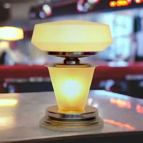 1950s Art Deco Tischleuchte "AMERICAN DINER" Unikat Lampe Tischlampe Kiosk