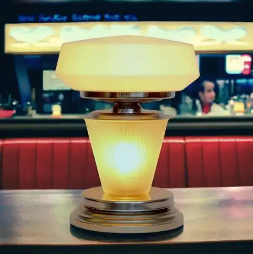1950s Art Deco Tischleuchte "AMERICAN DINER" Unikat Lampe Tischlampe Kiosk