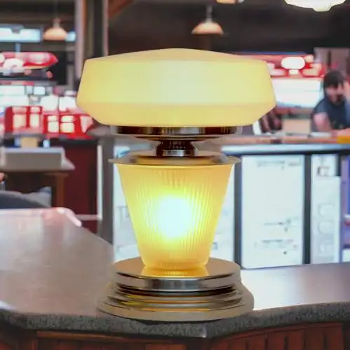1950s Art Deco Tischleuchte "AMERICAN DINER" Unikat Lampe Tischlampe Kiosk