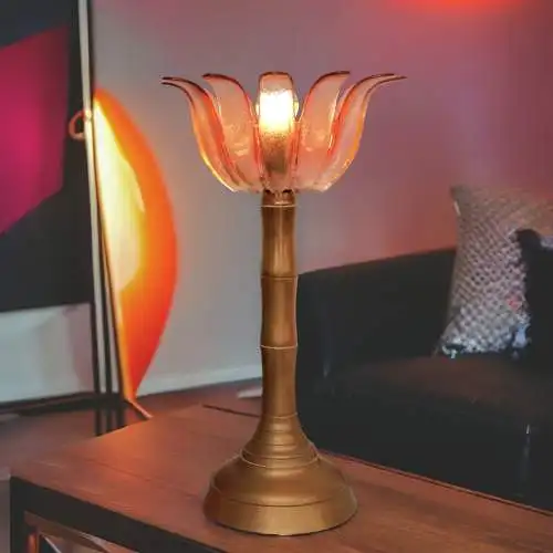 70er Jahre Design Lampe Deckenfluter "BAMBOO" Messing Retro Leuchte
