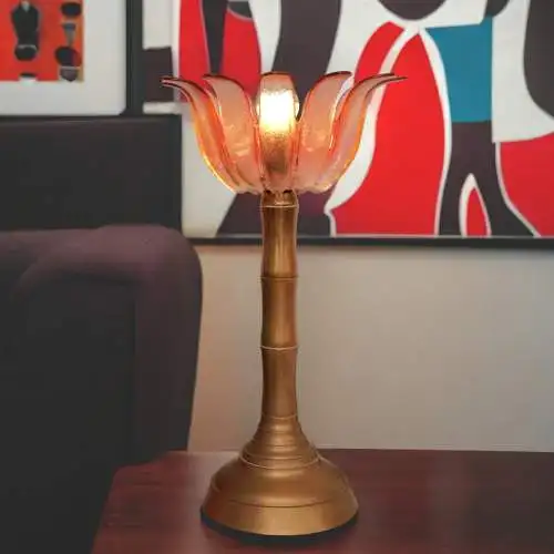 Des années 70 Lampe design Flou plafond "BAMBOO" Lumière rétro laiton