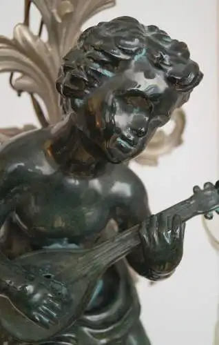 Große Jugendstil Wandleuchte "GREEN CHERUB" Putto Wandlampe Engel