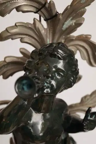 Extravagante Jugendstil Wandleuchte "GREEN CHERUB" Putto Wandlampe Engel