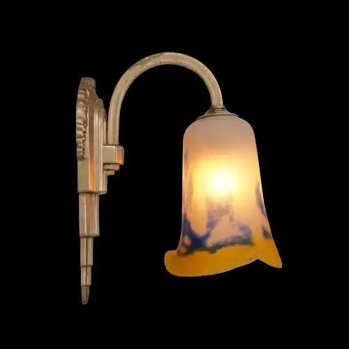 Original Art Deco Wandlampe "PARISIEN" 1920 Nickel Wandleuchte Lampe