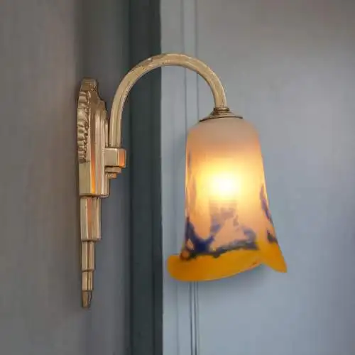 Original Art Deco Wandlampe "PARISIEN" 1920 Nickel Wandleuchte Lampe