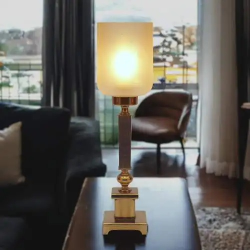 Art Deco Landhaus Messinglampe "TOWERING BRASS" Tischlampe Schreibtisch