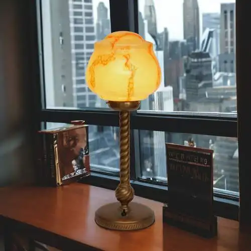 Art Deco Schreibtischleuchte "CAPRICORN" Messinglampe 1930er Tischlampe Lampe