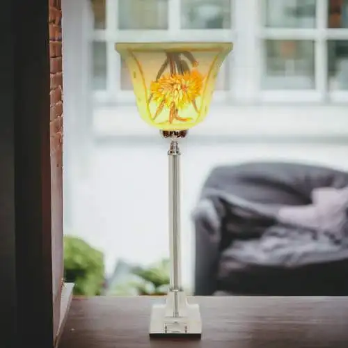 Landhaus Tischlampe Tuschfluter "VNINCENT" Kristallglas Unikat Einzelstück