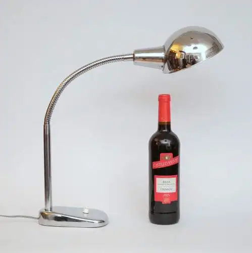 Industrielle Art Deco Schreibtischlampe verchromtes Metall, 1960er Tischleuchte