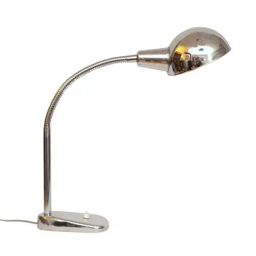 Industrielle Art Deco Schreibtischlampe verchromtes Metall, 1960er Tischleuchte