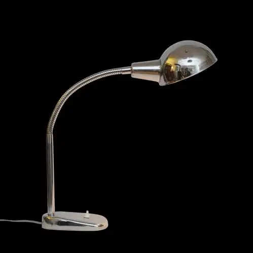 Industrielle Art Deco Schreibtischlampe verchromtes Metall, 1960er Tischleuchte