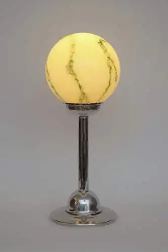 Art Deco Tischleuchte "MARBLE MOON" 70er Jahre Tischlampe Lampe Chrom